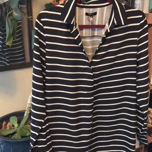 Madewell silk black stripe shirt dress sz M